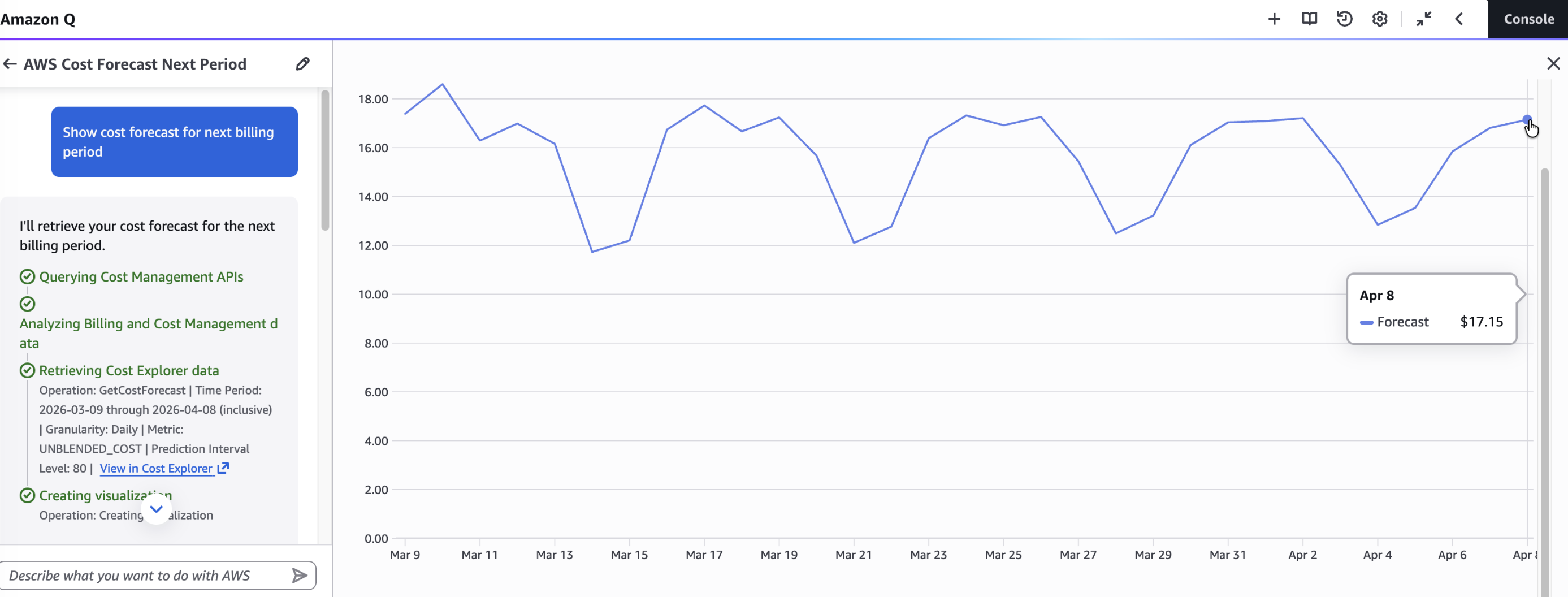 Figure 9 - Show cost forecast for next billing period