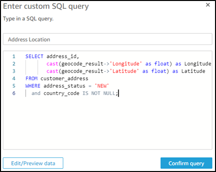 Crear la consulta SQL personalizada