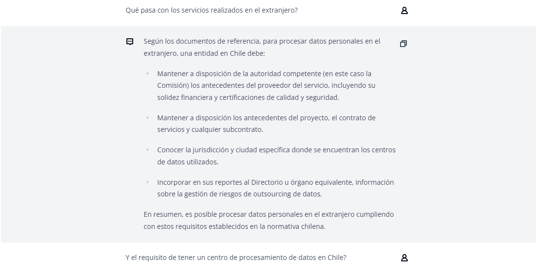 Segunda pregunta al asistente: ¿Qué pasa con los servicios realizados en el extranjero?