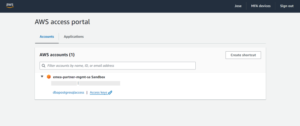 AWS access portal