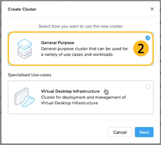 Figure 5 Selecciona el tipo de licencia para cluster NC2