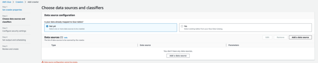 adding a data source screen