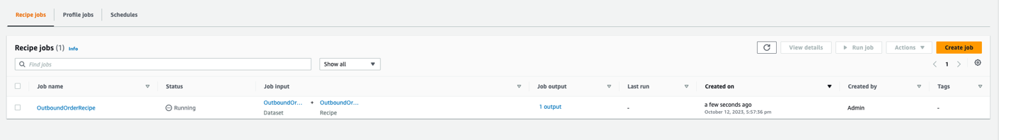 schedule execution screen