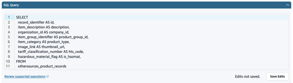 SQL-for-product-mapping-screen