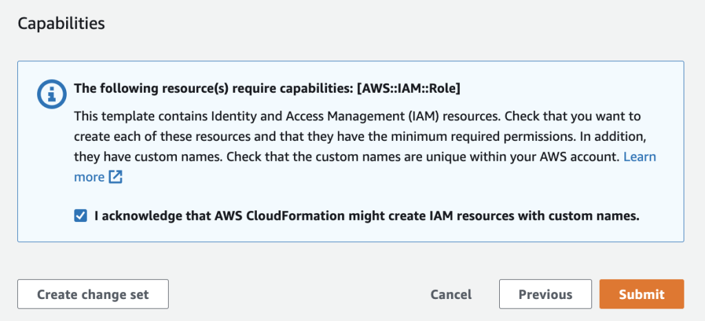 Cloudformation steps screenshot