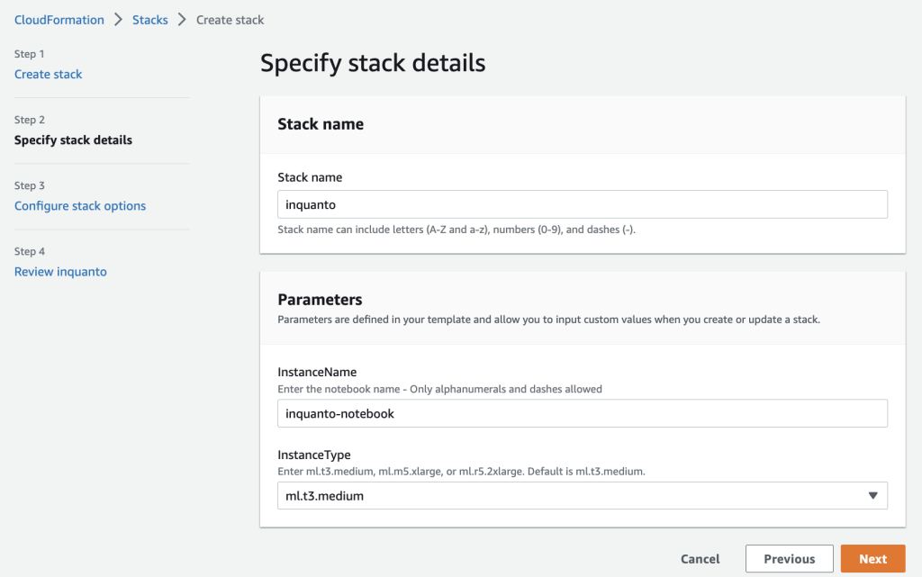 Cloudformation steps screenshot