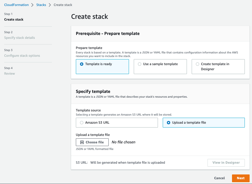 Cloudformation steps screenshot
