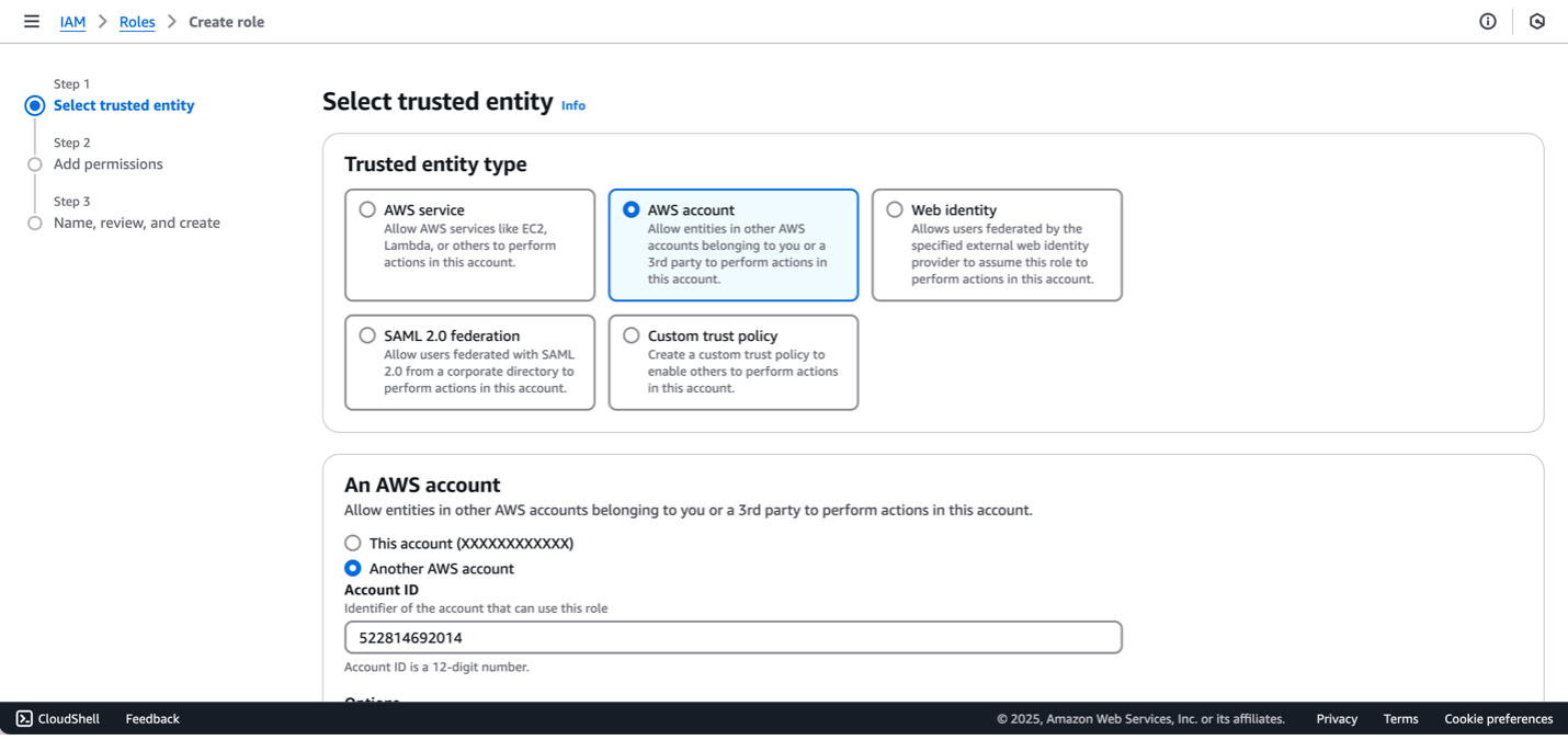 Figure 2: Screenshot of the AWS IAM landing page showing you how to create a new role. This will be used to link your FireOpal and AWS accounts.