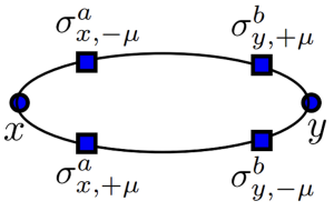 Figure 2: Bubble, or cirquette: a plaquette with two links. As in the larger lattice, each link still has two qubits.