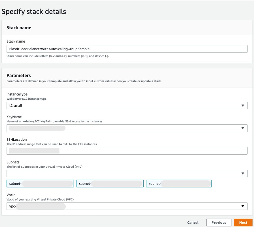 Specify stack details
