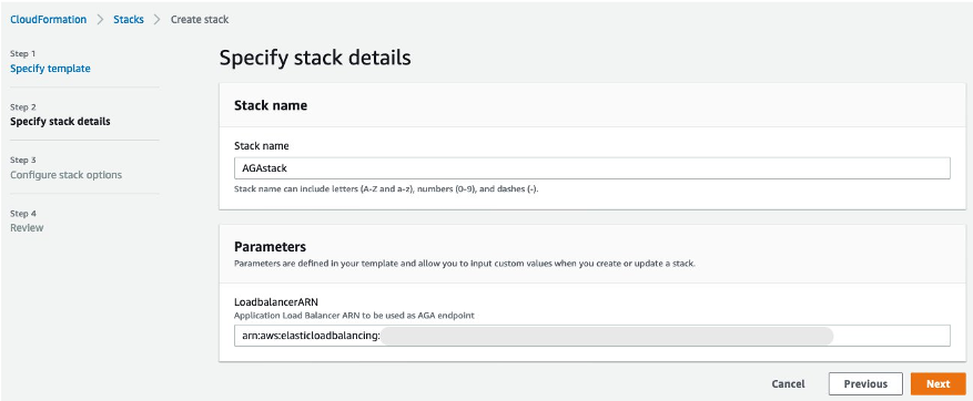 AGA Stack parameter screen
