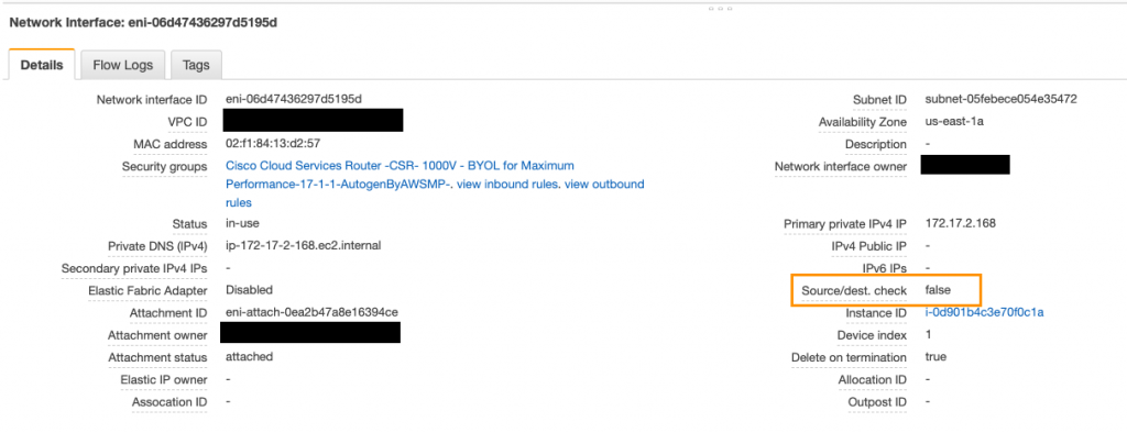 Disabling SRC/DST Check
