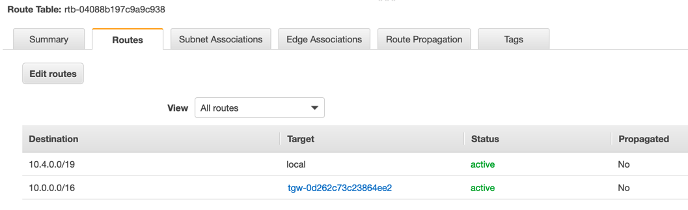 VPC route table entries