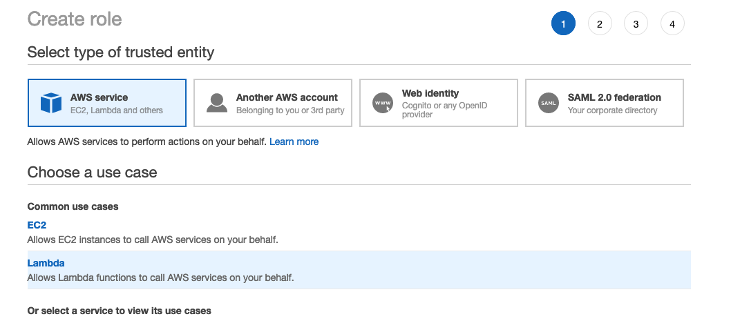 IAM Role creation tab