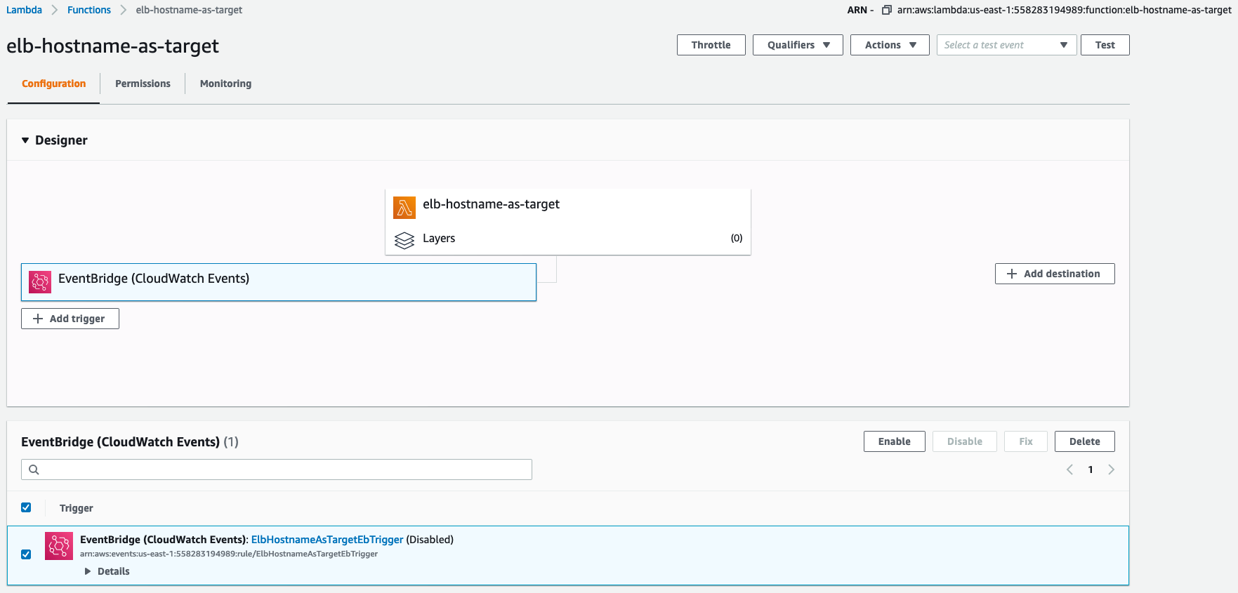Enable trigger through AWS Lambda console