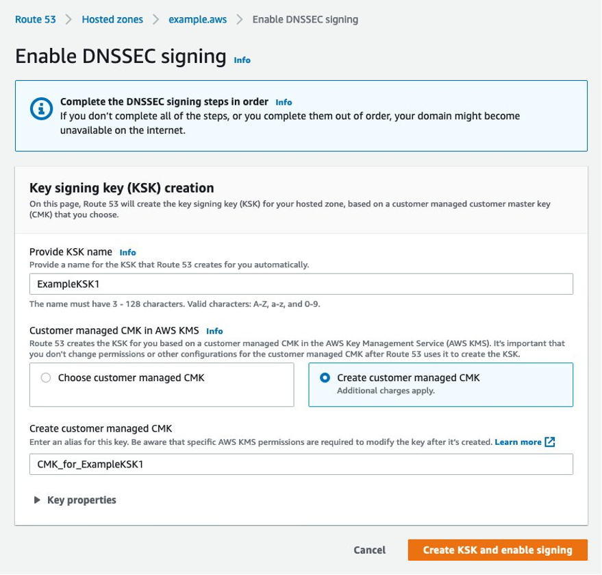Key signing key (KSK) creation