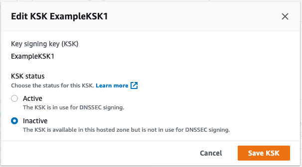 Edit KSK - Set it as inactive