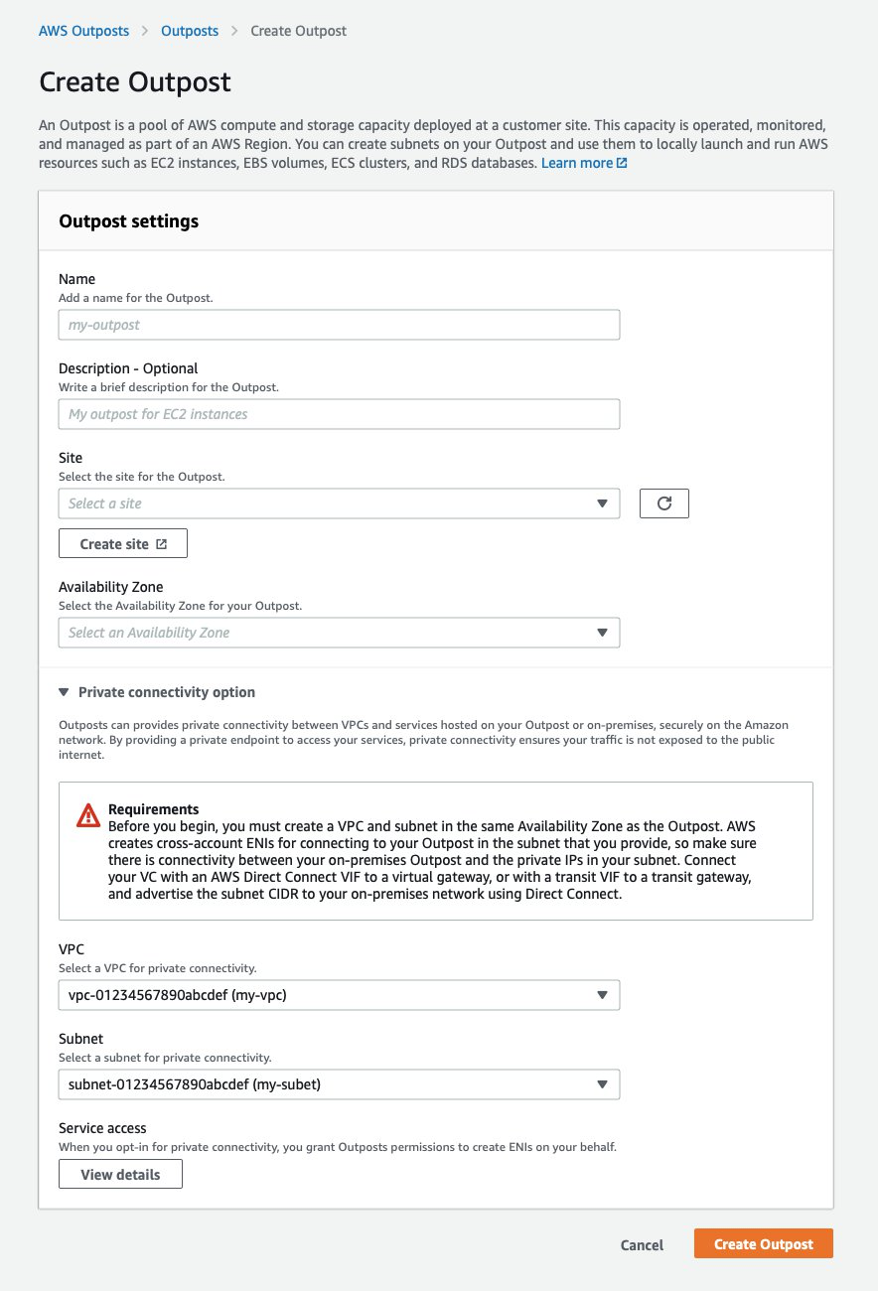outpost private connectivity step 3