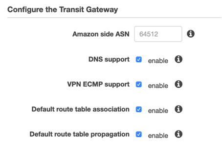 Configure the transit gateway