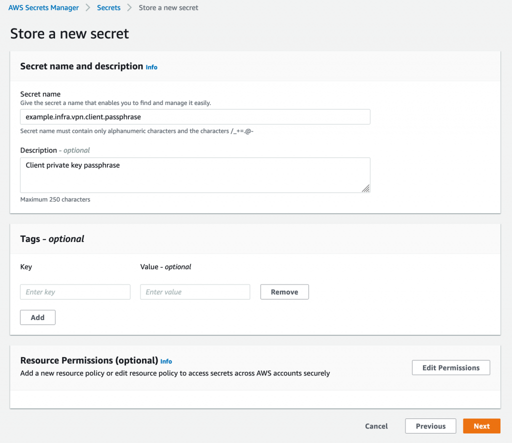 Provide a name for the secret