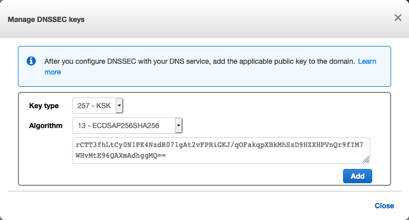 Manage DNSSEC keys
