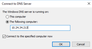 Ussing DNS Management Console to connect to the domain controller by IP address