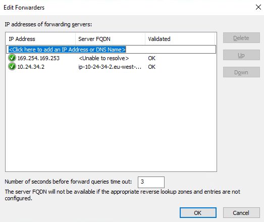 Type the IP address of the VPC's AmazonProvidedDNS and press Enter