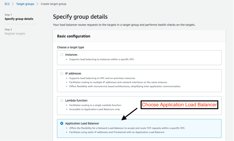 Specify Target Group Details