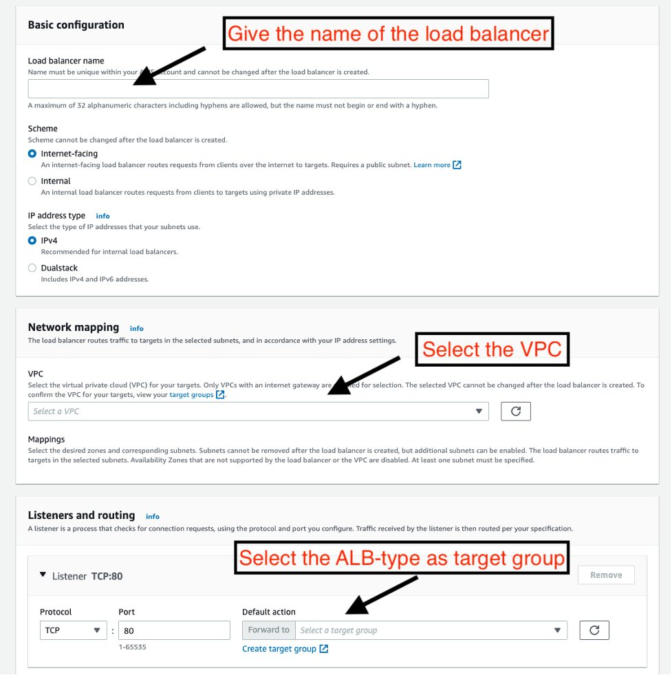 Create Network Load Balancer and specify the required details