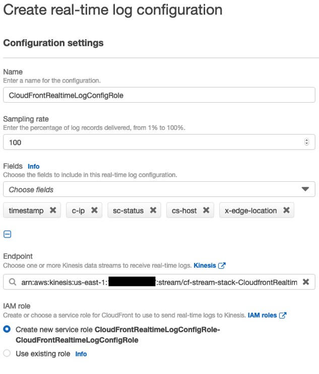 Figure 4: CloudFront real-time logs configuration example