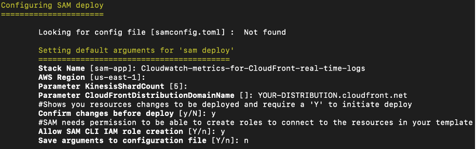 Figure 2: Example of SAM deployment for aws-cloudfront-real-time-metrics-sample