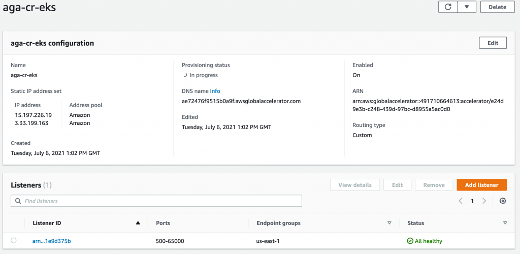 Global Accelerator Custom Routing Summary