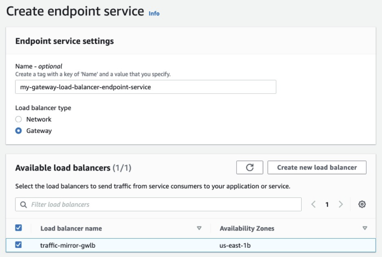 Endpoint Service configuration