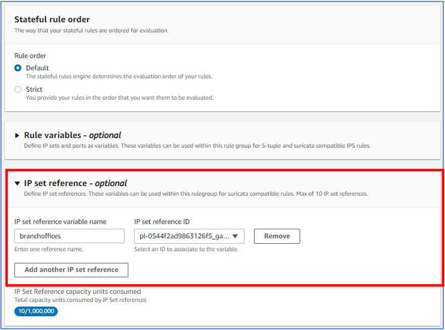 Defining the IP set reference variable