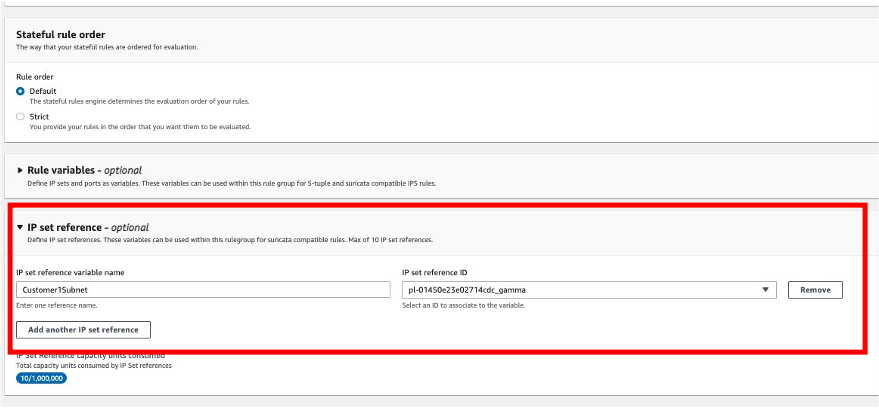 Creating the IP set reference in the Suricata-compatible stateful rule