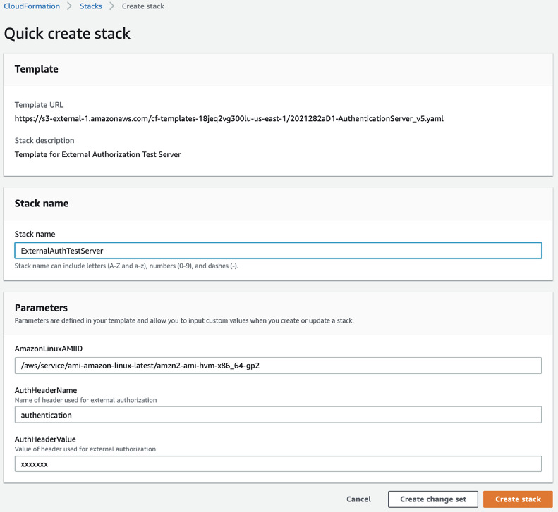 Figure 5: Create stack