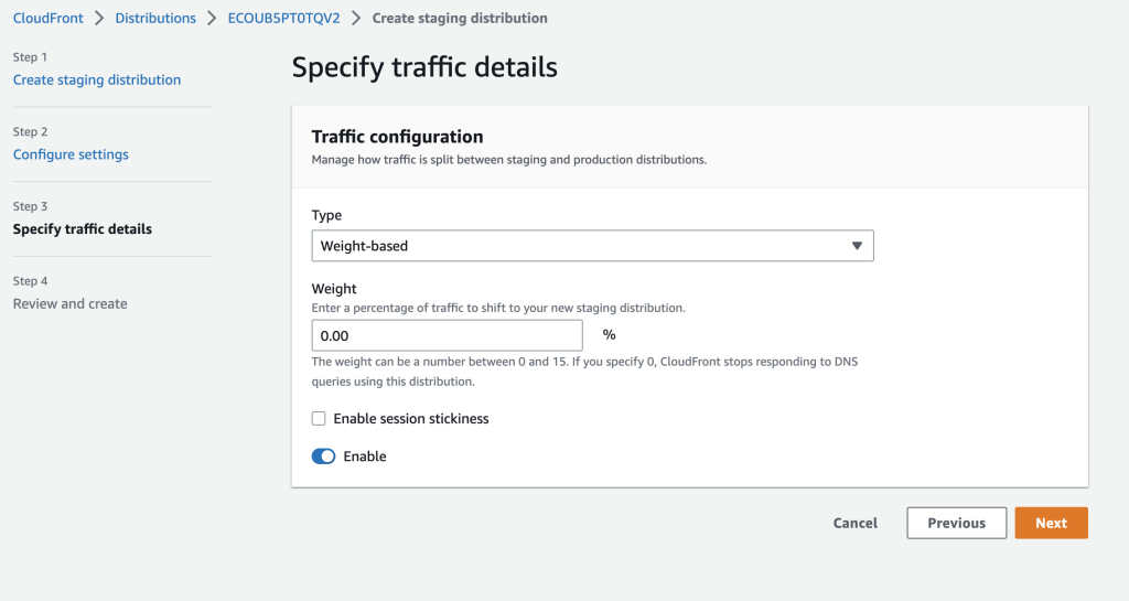 Diagram showing continuous traffic policy settings.