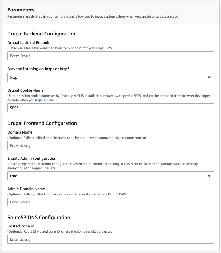 CloudFormation template input parameters
