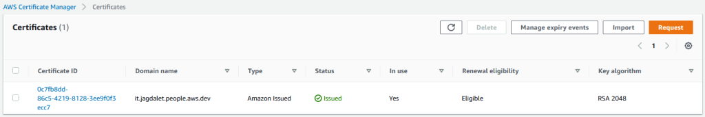Figure 7: AWS ACM request TLS Certificate