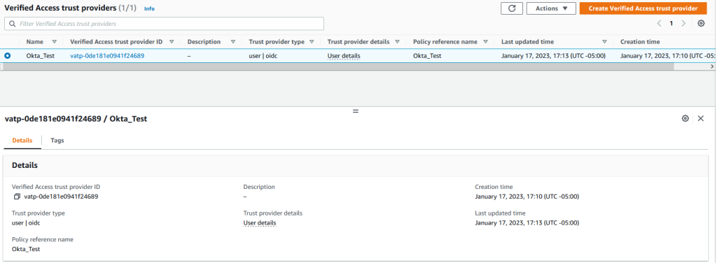 Figure 4: AWS Verified Access Trust Provider configuration