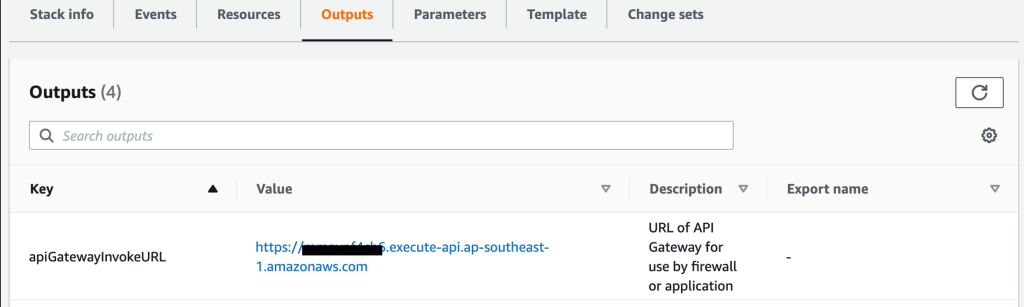 Figure 5 API Gateway URL in CloudFormation Outputs tab