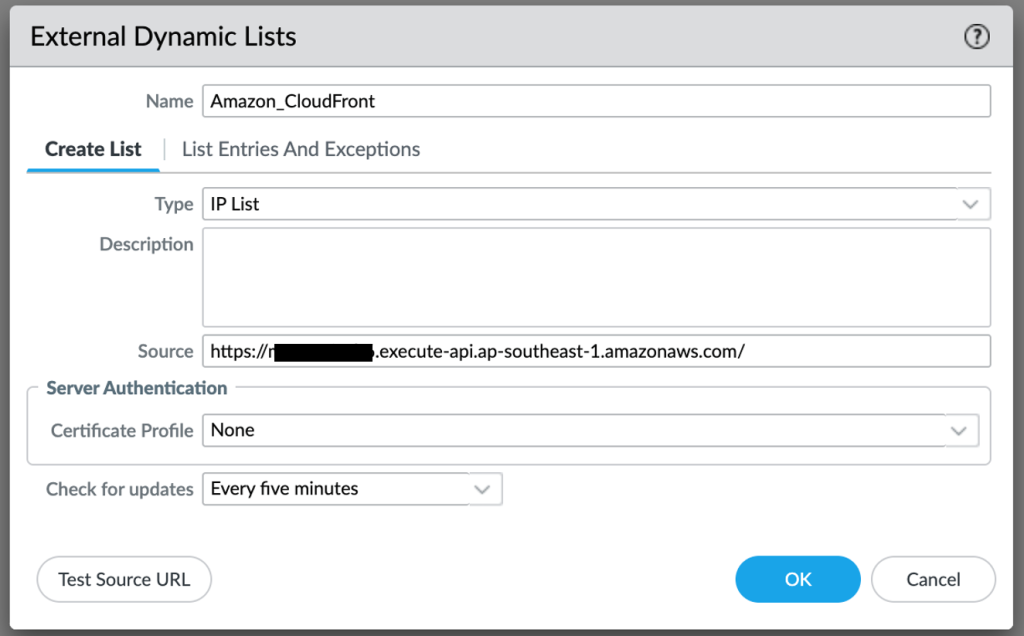 Figure 9 External Dynamic List in PAN-OS