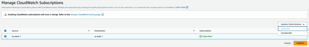 Figure 6: Manage your subscriptions by choosing the Update Subscriptions button