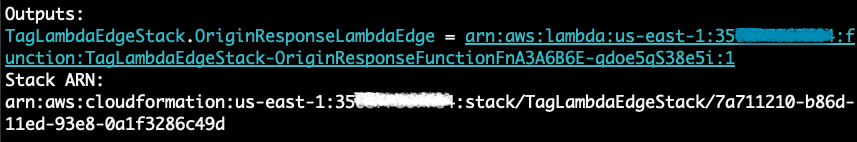 Figure 4: Output ARN for tag ingest Lambda@Edge function