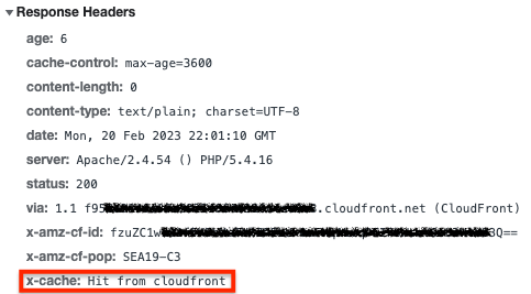 Figure 7: Confirm caching in CloudFront response header