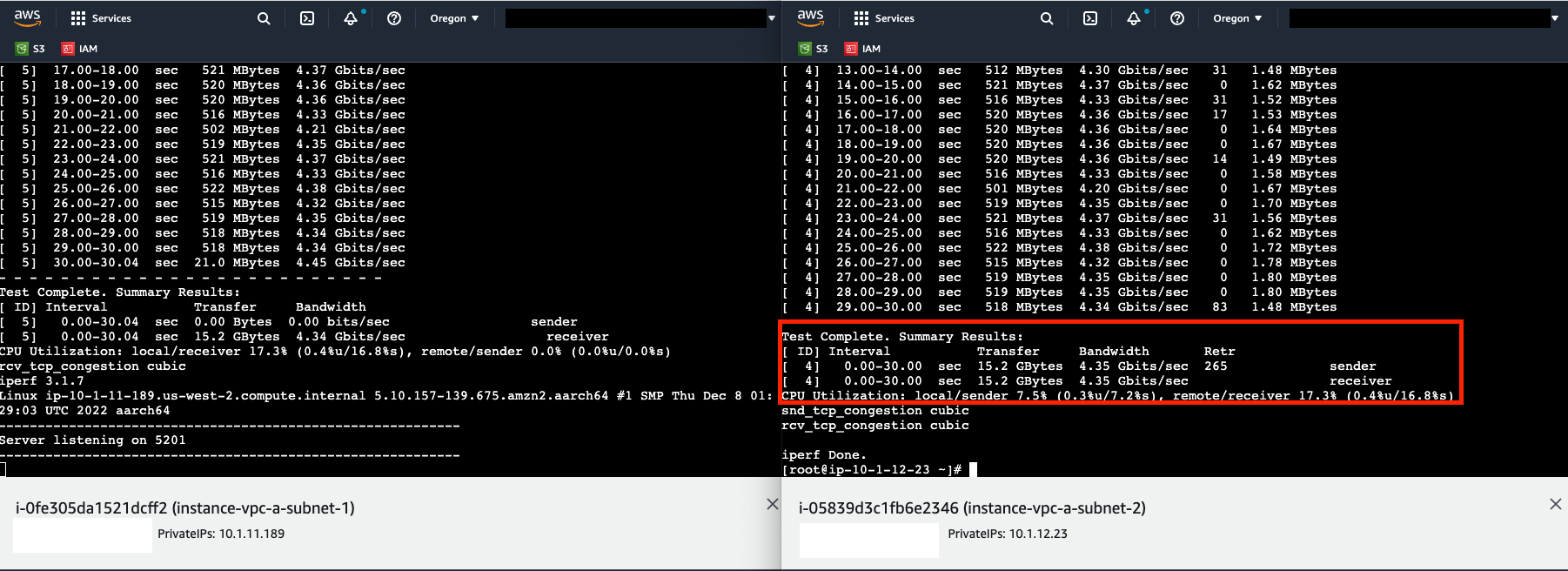 Figure 5: iPerf traffic uninterrupted by the routing change