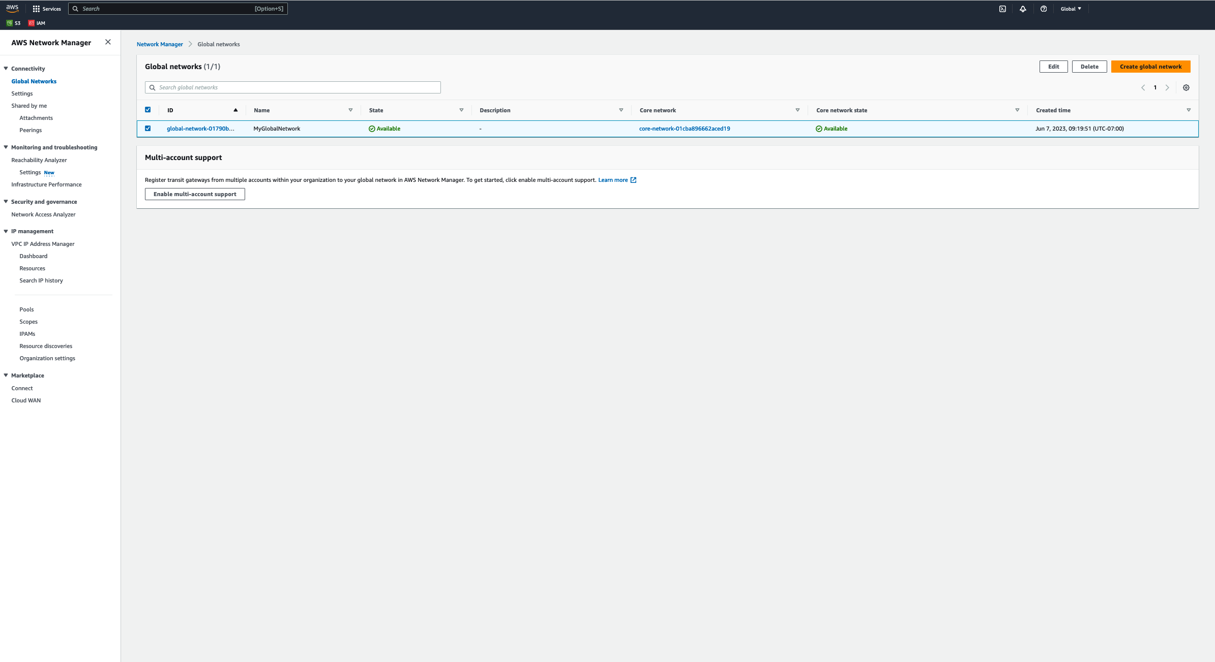 Figure 9 – View the Core Network Policy
