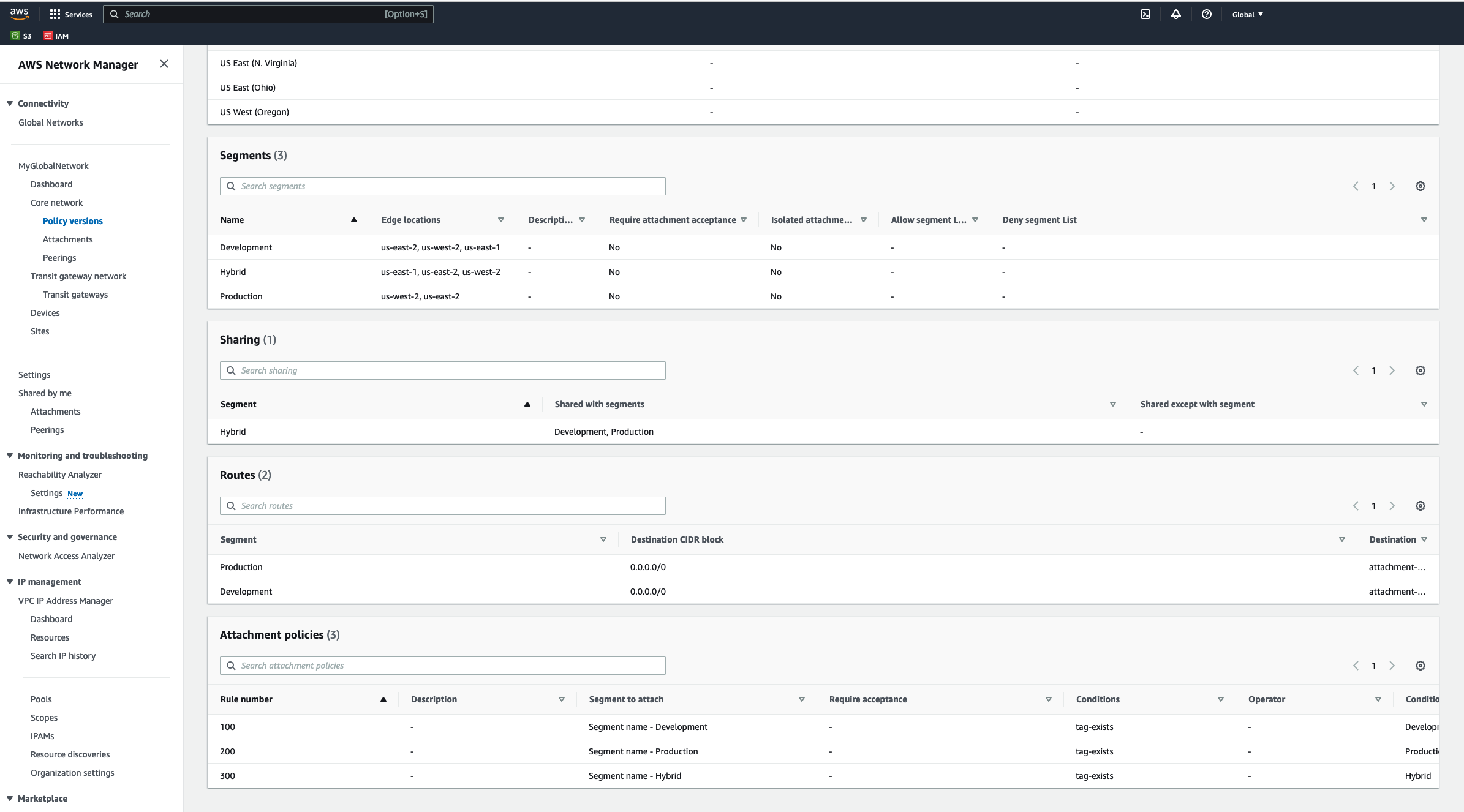Figure 11 – Verify that the Segments deployed, Segment Sharing, Segment routes, and Attachment policies are correct.
