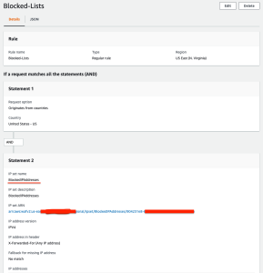 AWS WAF rule set blocking requests originating from a specific country and IP addresses