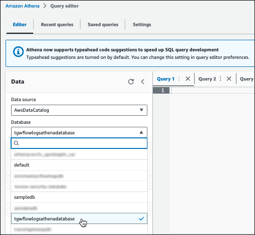 Amazon Athena Query Editor